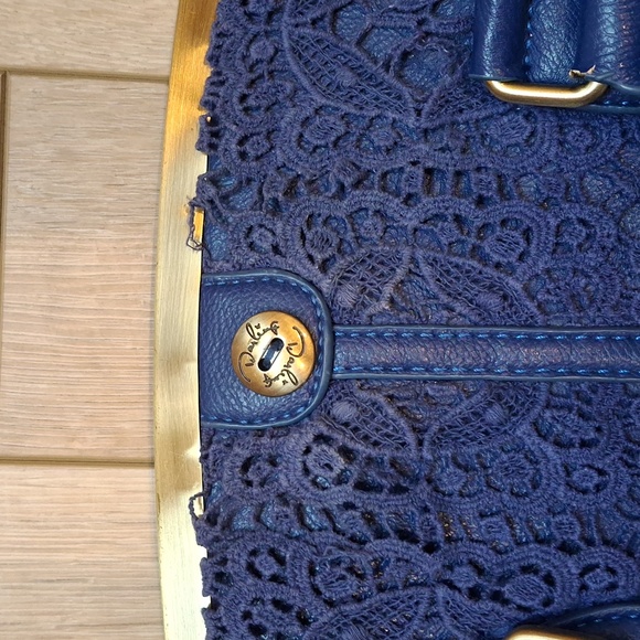 Darling Royal Blue Vegan Leather & Lace Overlay Purse Crossbody Bag - Picture 5 of 12